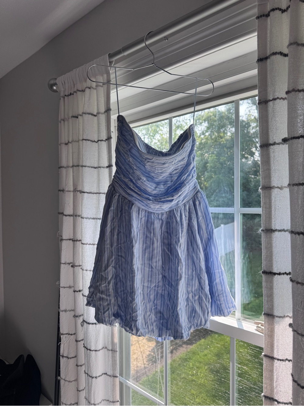 Strapless Blue & White Stripe Summer Dress